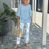 Mariana | Gedruckte Hose und Rundhals-Top-Set