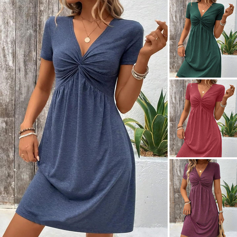 Dianna | Damen V-Ausschnitt Kurzarmkleid