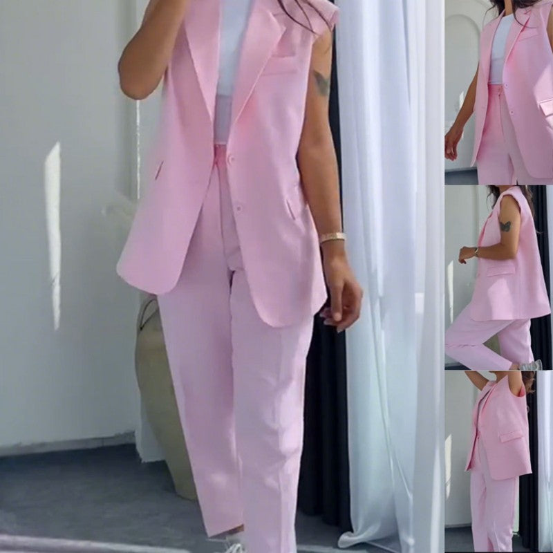 Gisele | Stilvolles Set aus ärmellosem Blazer und hoch taillierter Hose für Damen