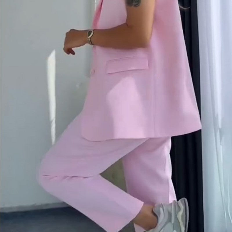 Gisele | Stilvolles Set aus ärmellosem Blazer und hoch taillierter Hose für Damen