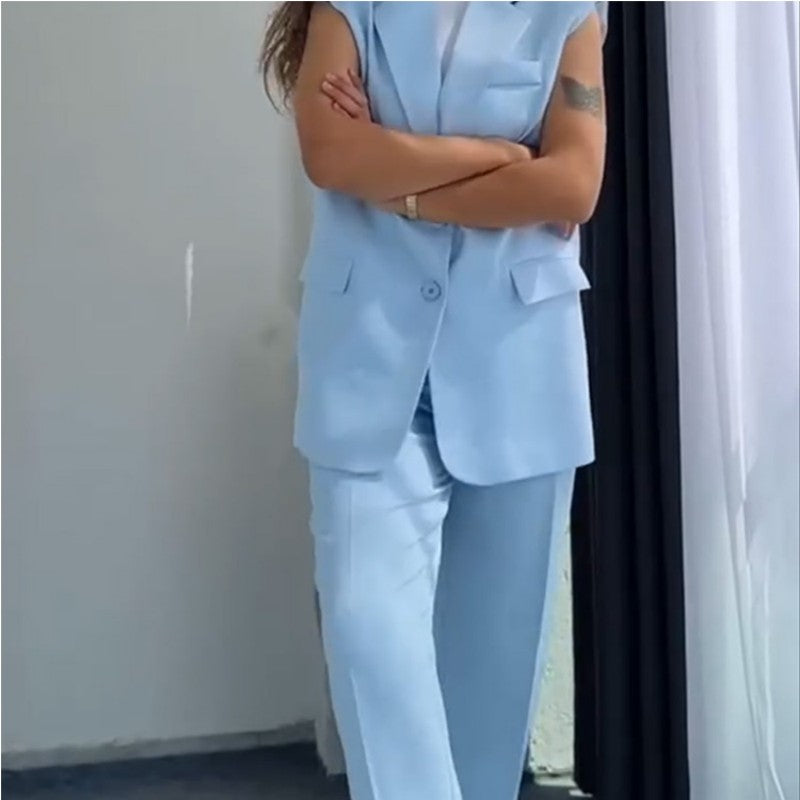 Gisele | Stilvolles Set aus ärmellosem Blazer und hoch taillierter Hose für Damen