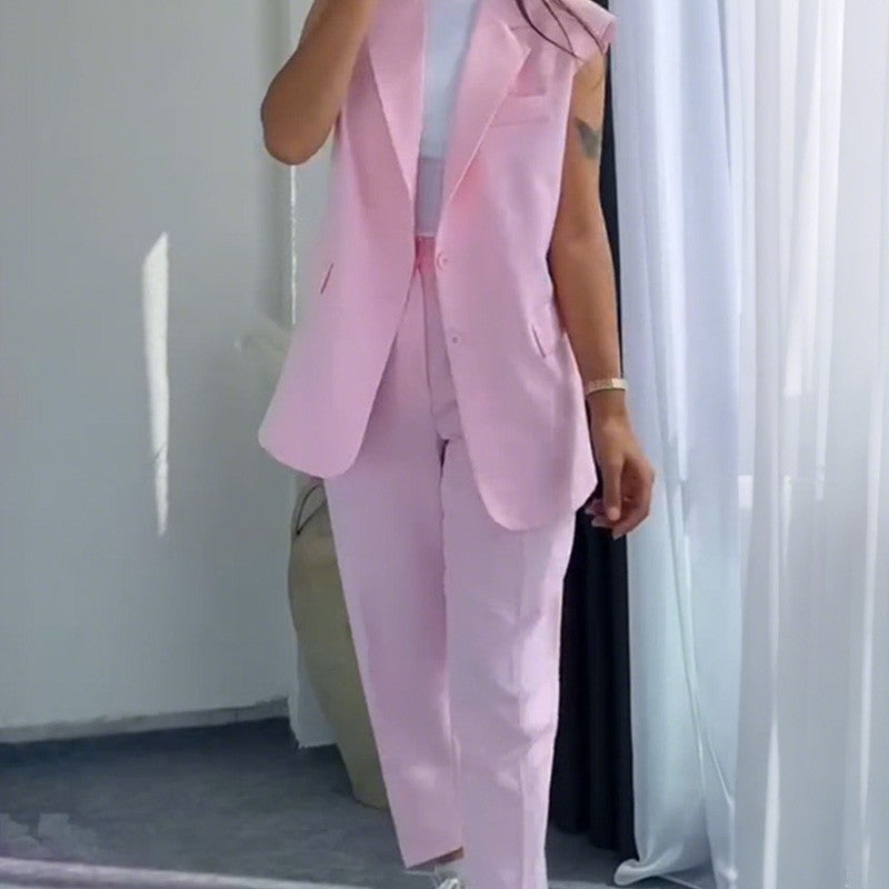 Sierra | Stilvolles Set aus ärmellosem Blazer und hoch taillierter Hose für Damen