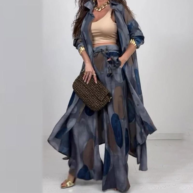 Aldo | Fashionable 2-part set with pressure: long-sleeved blouse and wide leg pants