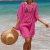 Carla |  Damen einfarbiges lockeres Cover-Up mit Ausschnitt