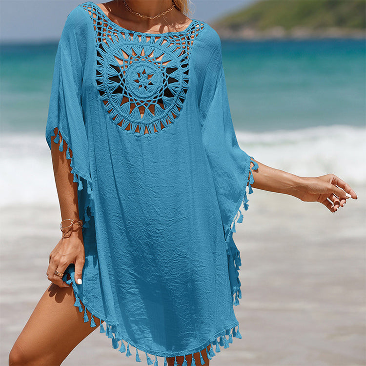 Carla |  Damen einfarbiges lockeres Cover-Up mit Ausschnitt