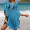 Carla |  Damen einfarbiges lockeres Cover-Up mit Ausschnitt