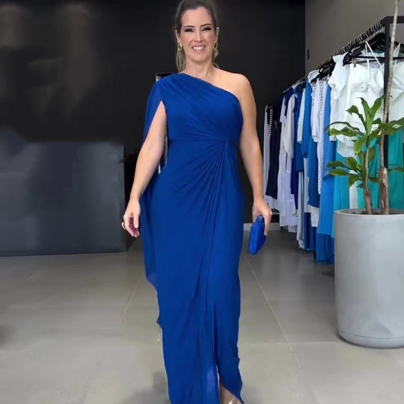 Izabella | Elegantes One-Shoulder-Maxikleid für Damen mit Schlitz