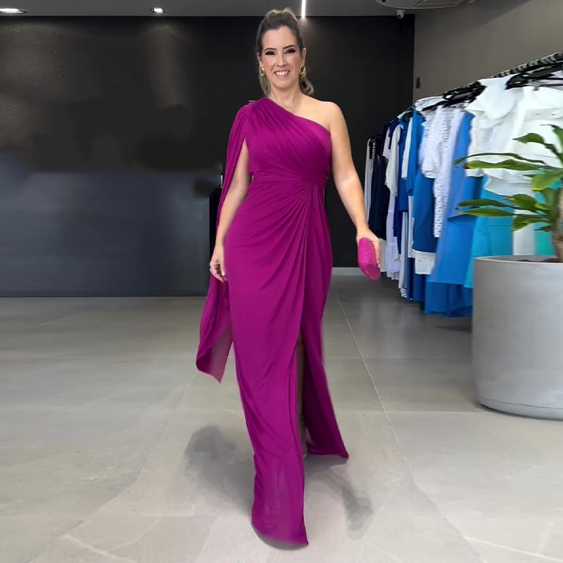 Izabella | Elegantes One-Shoulder-Maxikleid für Damen mit Schlitz