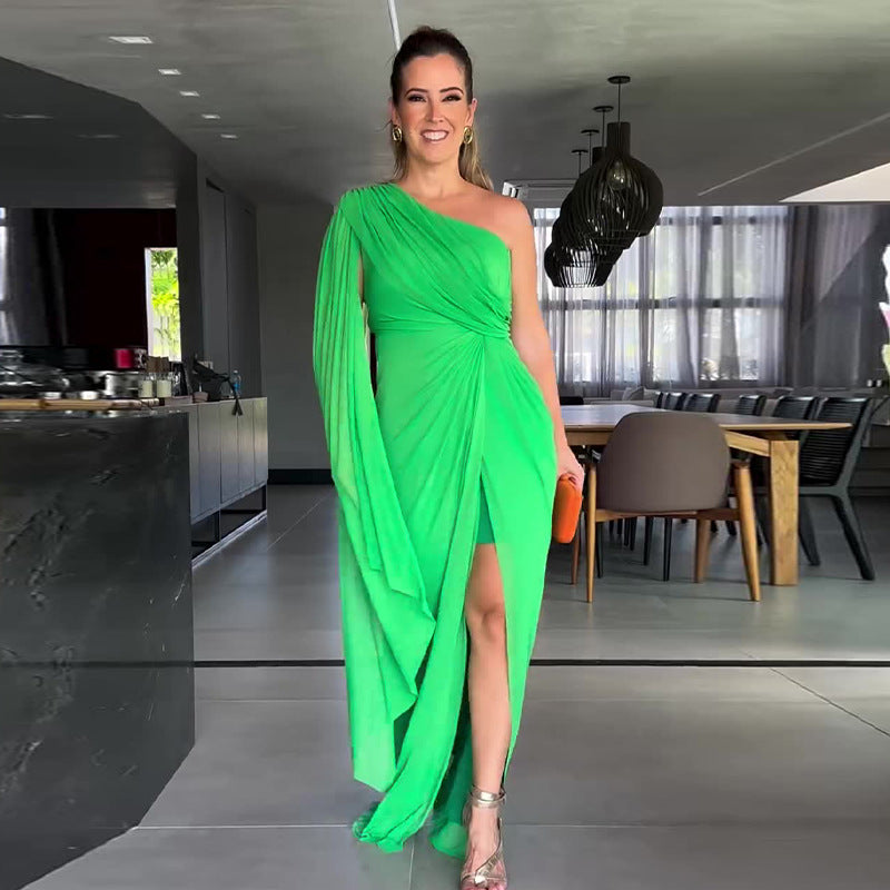 Izabella | Elegantes One-Shoulder-Maxikleid für Damen mit Schlitz