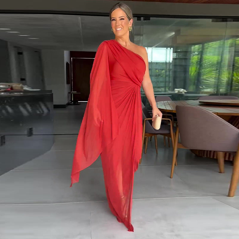 Izabella | Elegantes One-Shoulder-Maxikleid für Damen mit Schlitz