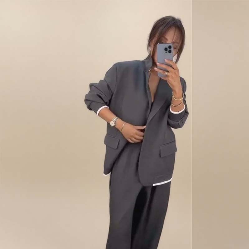 Charleigh | 2-teiliges Set für Damen mit Langarm-Blazer und weiter Hose