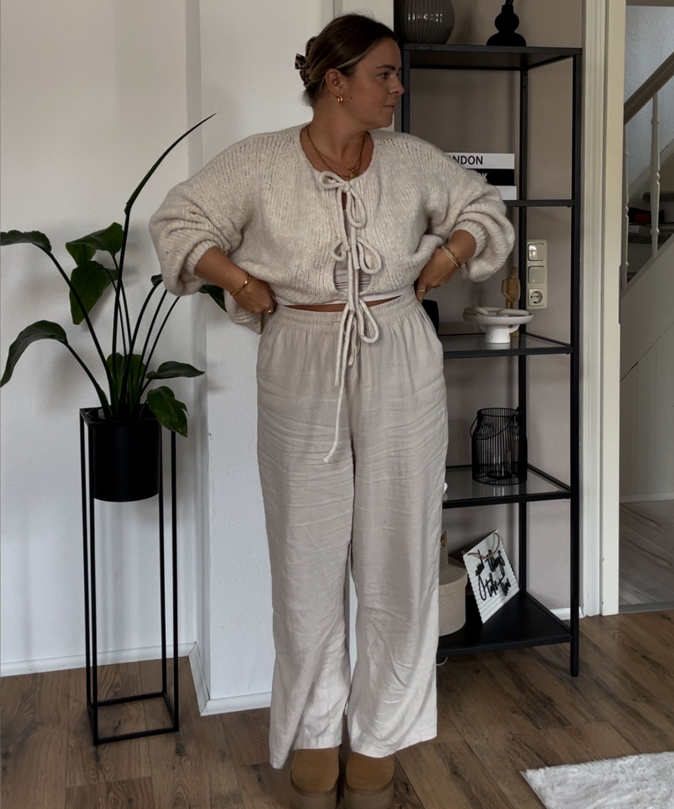 Fia | Schleifen-Strickjacke in Beige