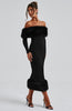 Vittoria | Pelzbesetztes Bardot-Midikleid