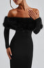 Vittoria | Pelzbesetztes Bardot-Midikleid