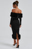 Vittoria | Pelzbesetztes Bardot-Midikleid