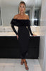 Vittoria | Pelzbesetztes Bardot-Midikleid