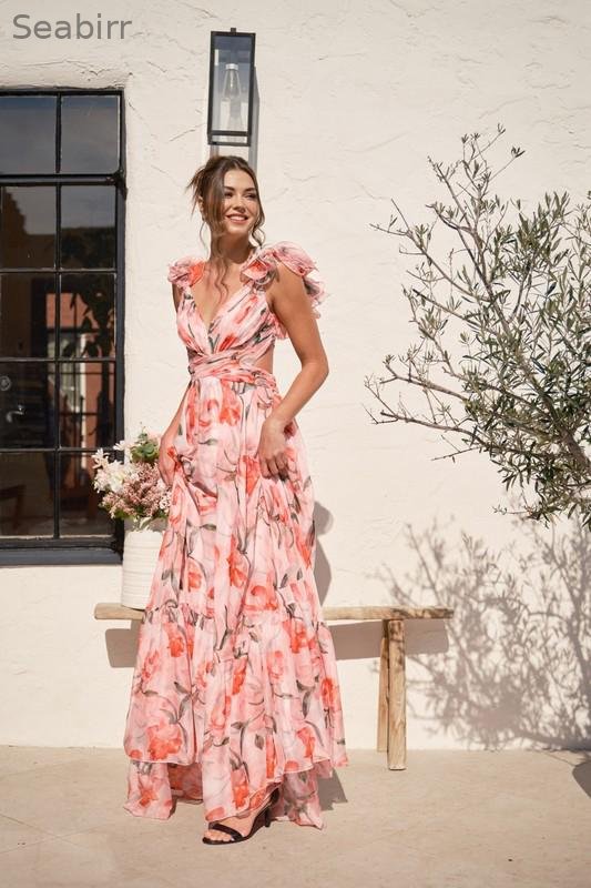 Emma | Stylisches Ein-Schulter Maxikleid - Atemberaubendes Mesh-Detail