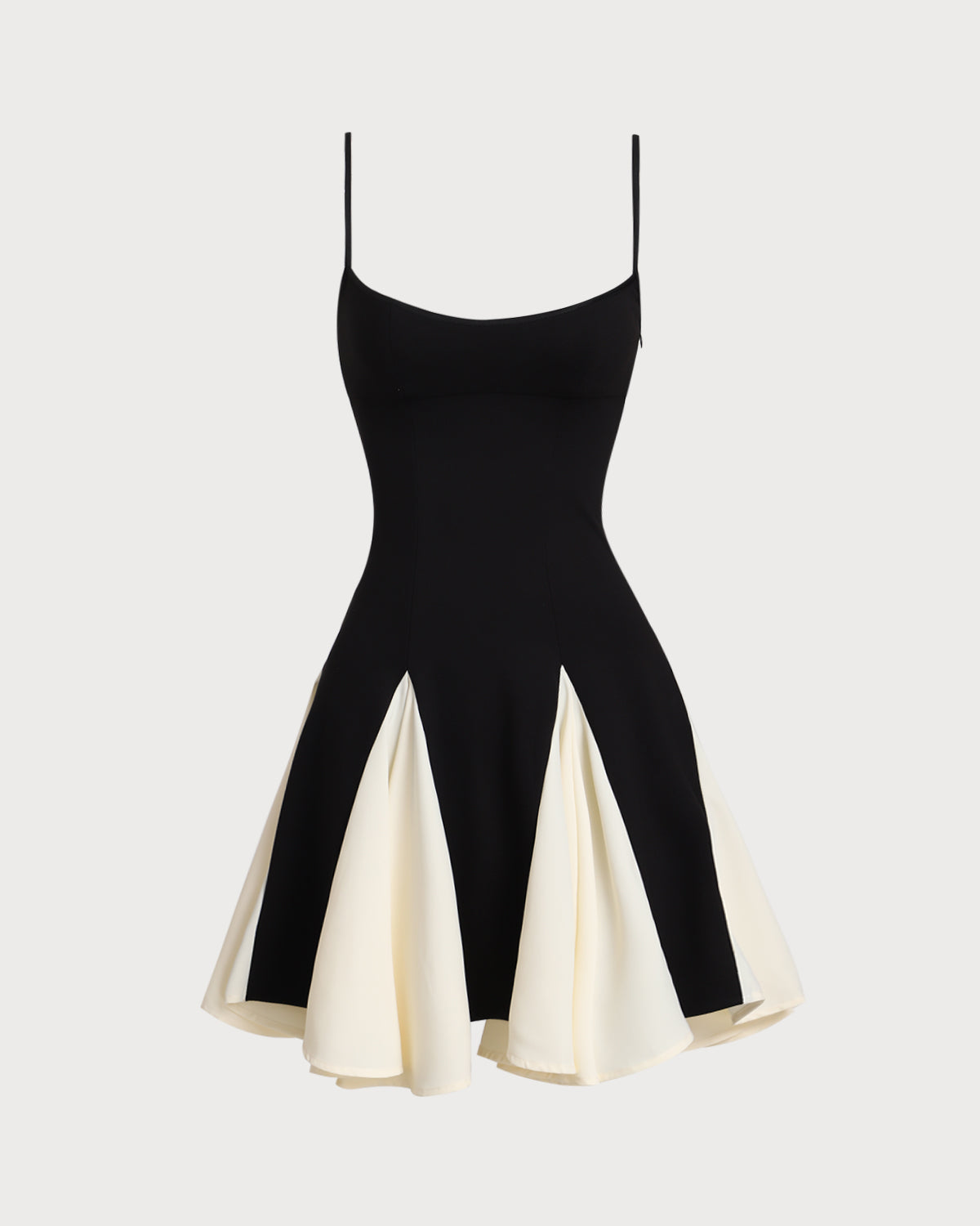 Samara | Schwarzes Kontrast-Slip-Minikleid