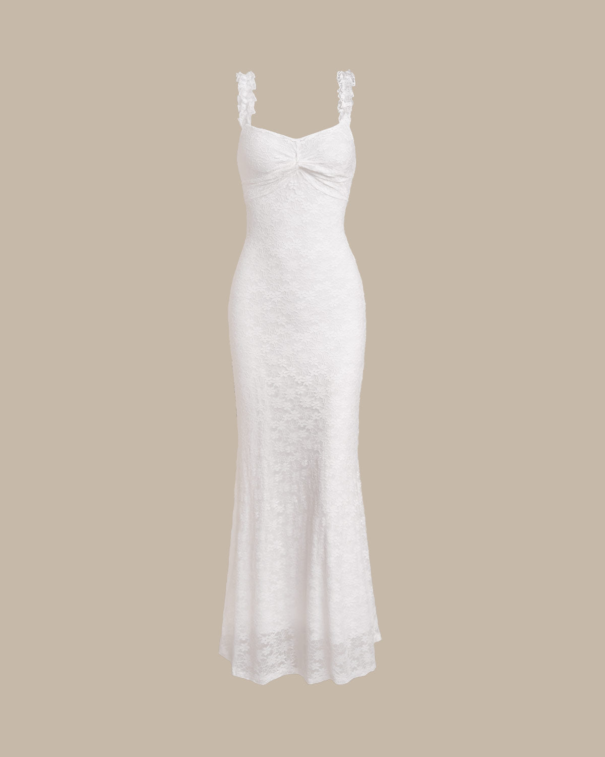 Alistair | Weißes Spitzen Bodycon Slip Maxikleid