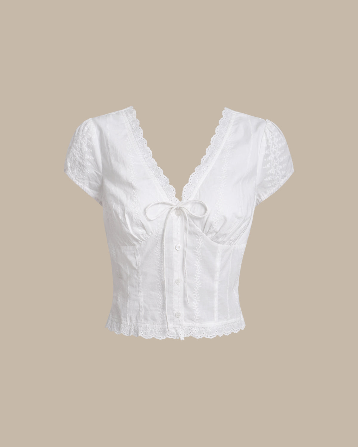 Chanel | Weiße Bluse mit strukturiertem Stoff und kurzen Ärmeln